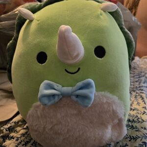 Squishmallows Green Dinosaur with Blue Bow